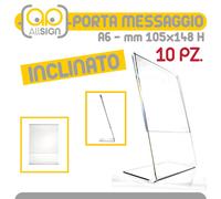 10x PORTA MESSAGGIO INCLINATO A6 105x148 espositore da banco locandina depliant