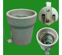 10X Portalampada Ceramica E27 ES Con Supporto Di Fissaggio Alta Temperatura