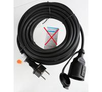 10x Prolunga 10m Gomma Nero Esterno IP44 Giardino Corrente Presa Dispositivo