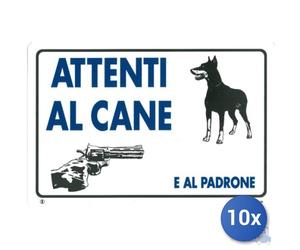 10x Pubblicentro Spa Cartello In Plastica Attenti Al Cane E Al Padrone Cm 20 X