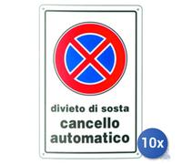 10x Pubblicentro Spa Cartello In Plastica Cancello Automatico Cm 20 X 30