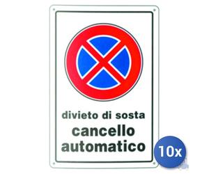 10x Pubblicentro Spa Cartello In Plastica Cancello Automatico Cm 20 X 30