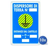 10x Pubblicentro Spa Cartello In Plastica Dispersore Terra Cm 20X30