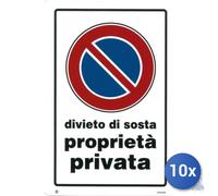10x Pubblicentro Spa Cartello In Plastica Divieto Sosta Propieta' Privata Cm 20