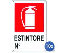10x Pubblicentro Spa Cartello In Plastica Estintore Cm 20 X 30