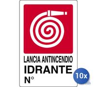 10x Pubblicentro Spa Cartello In Plastica Idrante Cm 20 X 30