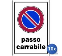 10x Pubblicentro Spa Cartello In Plastica Passo Carrabile Cm 20 X 30