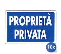 10x Pubblicentro Spa Cartello In Plastica Propieta' Privata Cm 20 X 30