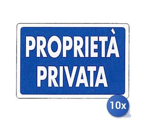 10x Pubblicentro Spa Cartello In Plastica Propieta' Privata Cm 20 X 30