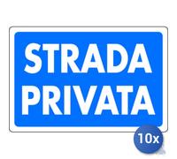 10x Pubblicentro Spa Cartello In Plastica Strada Privata Cm 20 X 30