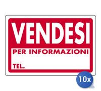 10x Pubblicentro Spa Cartello In Plastica Vendesi Cm 20 X 30