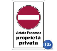 10x Pubblicentro Spa Cartello In Plastica Vietato Accesso Propieta' Privata Cm X
