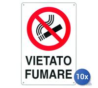 10x Pubblicentro Spa Cartello In Plastica Vietato Fumare Cm 18 X 12