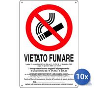 10x Pubblicentro Spa Cartello In Plastica Vietato Fumare Cm 20 X 30