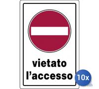 10x Pubblicentro Spa Cartello In Plastica Vietato L' Accesso Cm 20 X 30