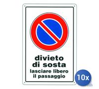 10x Pubblicentro Spa Cartello Plastica Divieto Di Sosta Lasciare Libero Il Cm 20