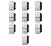 10x Pulsante doppio saliscendi, tapparelle, avvolgibili, Moduli grigi, grigio, Compatibile Con BTicino Axolute, frutti, interruttori, pulsanti, deviatori, sensori, Per Placche originali e compatibili