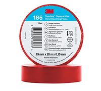 10x PVC Elettrico Isolante Nastro 19mm x 0.15mm X 20m Temflex™ 165 Rosso 3M