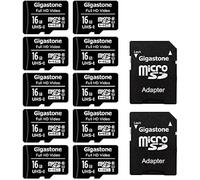 GIGASTONE Micro sd 16 GB, Set da 10, U1 C10, per Telefono Fotocamere Videocamere Dashcam GoPro DJI Drone Fino a 85/15 MB/s (R/W) con Adattatore Scheda Micro SD