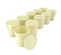10x Secchio con coperchio 16 litri Crema - ermetico e stabile per alimenti, secchio vuoto con manico e chiusura per alimenti, chimica, vernice murale, detersivo in polvere, adesivi