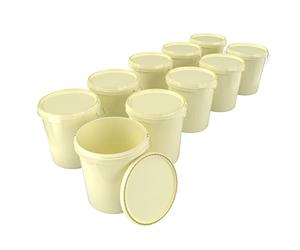 10x Secchio con coperchio 16 litri Crema - ermetico e stabile per alimenti, secchio vuoto con manico e chiusura per alimenti, chimica, vernice murale, detersivo in polvere, adesivi