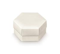 10X SETA BIANCO 11x6 cm ESAGONO Scatola Portaconfetti F/C BOMBONIERA 1BRQ
