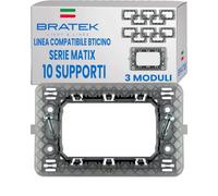 10x Supporto 503 Compatibile con BTicino Matix 3 Moduli x Placche e Frutti | Supporto Bratek che Sostituisce Telaio Portafrutti BTicino 503SA per Placche e Frutti della Serie Matix - Made in Europe