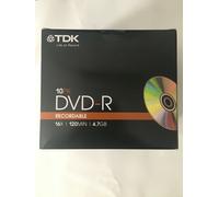 10x TDK Dvd-R Vergine 4,7GB 120min 16x Con Gioiello Case Nuovo Conf. Orig.