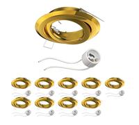 ledscom.de 10 pz. cornice da incasso a soffitto FABI, rotonda, orientabile, oro lucido (GU10/MR16/GU5,3/50mm) incl. zoccolo