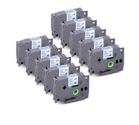 10X Tessuto Iron On Nastro for indumenti compatibile for Brother P-Touch TZe-FA231 Nero su bianco for PT-P750W PT-H110 PT-D210 PT-D600(10Blue-12mm)