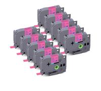 10X Tessuto Iron On Nastro for indumenti compatibile for Brother P-Touch TZe-FA231 Nero su bianco for PT-P750W PT-H110 PT-D210 PT-D600(10pink-12mm)