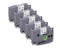 10X Tessuto Iron On Nastro for indumenti compatibile for Brother P-Touch TZe-FA231 Nero su bianco for PT-P750W PT-H110 PT-D210 PT-D600(5BK-12mm)