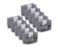 10X Tessuto Iron On Nastro for indumenti compatibile for Brother P-Touch TZe-FA231 Nero su bianco for PT-P750W PT-H110 PT-D210 PT-D600(10BK-18mm)