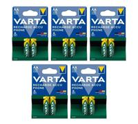 10x VARTA Batterie Ricaricabili AA 1600mAh NiMH 1,2V Per DECT