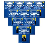 10x Varta Super Heavy Duty Zinco-Carbone Batteria 9V E-Block/6F22