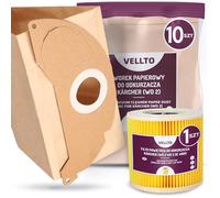 10x Vellto Sacchetto per Aspirapolvere Compatibili con Kärcher 6.904-322.0 WD2 MV2 SE 2001 3001 A 2054 2004 2024 Sacchetti di Ricambio Sacca Alternativa con Filtro a Cartuccia dell'Aria