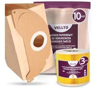 10x Vellto Sacchetto per Aspirapolvere Compatibili con Kärcher 6.904-322.0 WD2 MV2 SE 2001 3001 A 2054 2004 2024 Sacchetti di Ricambio Sacca Alternativa con 3x Filtro a Cartuccia dell'Aria
