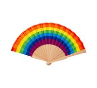 10X VENTAGLIO in legno e tessuto ARCOBALENO 23 cm matrimonio ARCOBALENO 1BXP