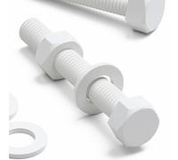 10x Viti a testa esagonale bianche in polipropilene M10 x 70 mm + dadi | Girare la testa esagonale con chiave o bussola; resta sporgente per la rimozione.
