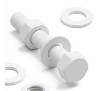 10x Viti a Testa Esagonale Bianchi Polipropilene (PP) Dadi e bulloni di plastica, M10 x 60mm, Rondelle, resistente all'acqua, anti corrosione