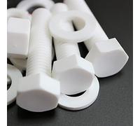 Caterpillar Red 10x Viti a Testa Esagonale Bianchi Polipropilene (PP) Dadi e bulloni di plastica, M12 x 50mm, Rondelle
