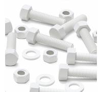 10x Viti PP bianche a testa esagonale M12 x 50 mm, dadi e rondelle
