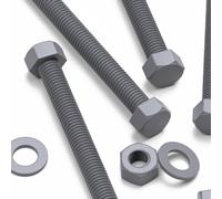 10x viti PVC grigie a testa esagonale, dadi, rondelle, M8x100mm