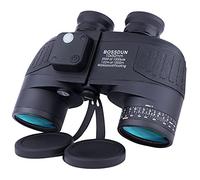 10x50 Binocolo Marino per Adulti, Binocoli Militare Impermeabile con Bussola Telemetro BAK4 Prisma Lente FMC Antiappannamento per la Navigazione Birdwatching Caccia (LP02B)