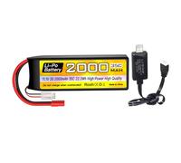 11.1V 2000mAh 3S Lipo batteria 35C con 3.5 millimetri Banana testa spina con cavo di ricarica USB per RC auto camion RC barca RC Quadcopter FPV Drone Batteria