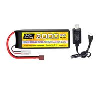 11.1V 2000mAh 3S Lipo Batteria 35C T-plug con cavo di ricarica USB per RC Auto Camion RC Barca RC Quadcopter FPV Drone Batteria