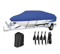 11-27ft Telo Copri-barca Da Pesca, Telo Copri-barca Impermeabile 210D Resistente, Per Scafi A V E A Tre Scafi, Barche Da Pesca E Sci Nautico, Runabout(Blue,12~14FT)