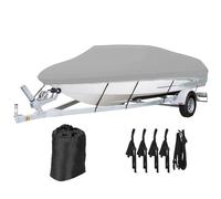 11-27ft Telo Copri-barca Da Pesca, Telo Copri-barca Impermeabile 210D Resistente, Per Scafi A V E A Tre Scafi, Barche Da Pesca E Sci Nautico, Runabout(Gray,14~16FT)