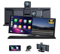 11,3 Pollici Carplay Auto Schermo Android Auto con Staffa di Supporto, 350° Ruotabile 4K Dashcam Schermo Auto Wireless Dual-Bluetooth Dispositivi di Navigazione Siri G-oogle 64G TF Card