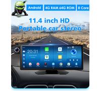 11.4 "Android 14 Portaple auto GPS stereo Universale Carplay Android Auto Touch screen 1920*720 HD Display Mappa di Navigazione FM BT AUX
